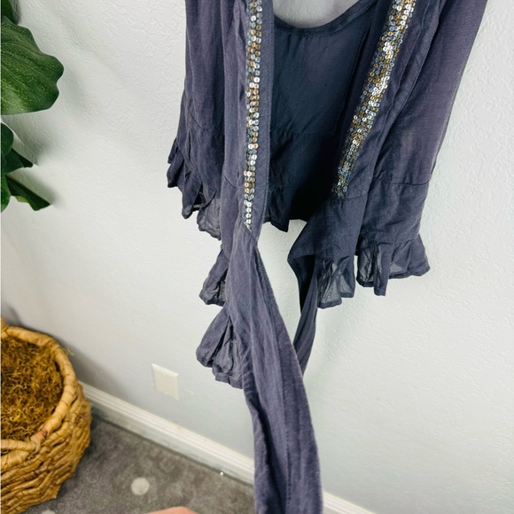 Free People Metal and Lace Wrap Top Sequin Peplum - Picture 6 of 10